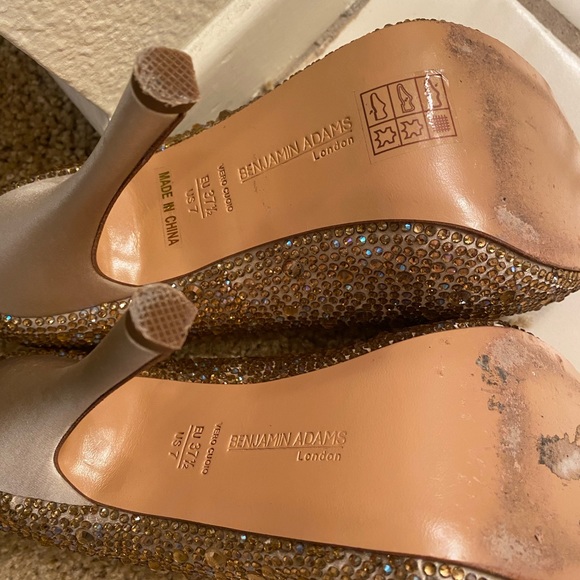 Benjamin Adams Crystal Rhinestone Heel Peep Toe 7 - Picture 15 of 15
